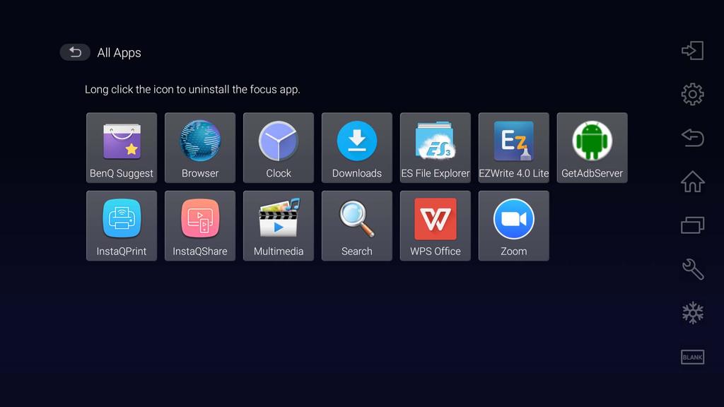 Paikallinen sovellus Android OS:n käyttö 39 Napauta käynnistääksesi Paikallinen sovellus. Tästä valikosta voit katsoa kaikkia laitteelle asennettuja sovelluksia.