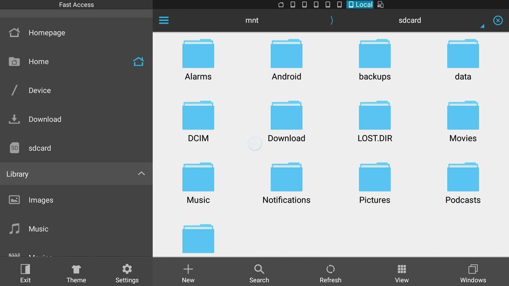 42 Android OS:n käyttö ES File Explorer Napauta käynnistääksesi ES File Explorer. Tällä sovelluksella voit hallita tiedostoja ja sovelluksia.