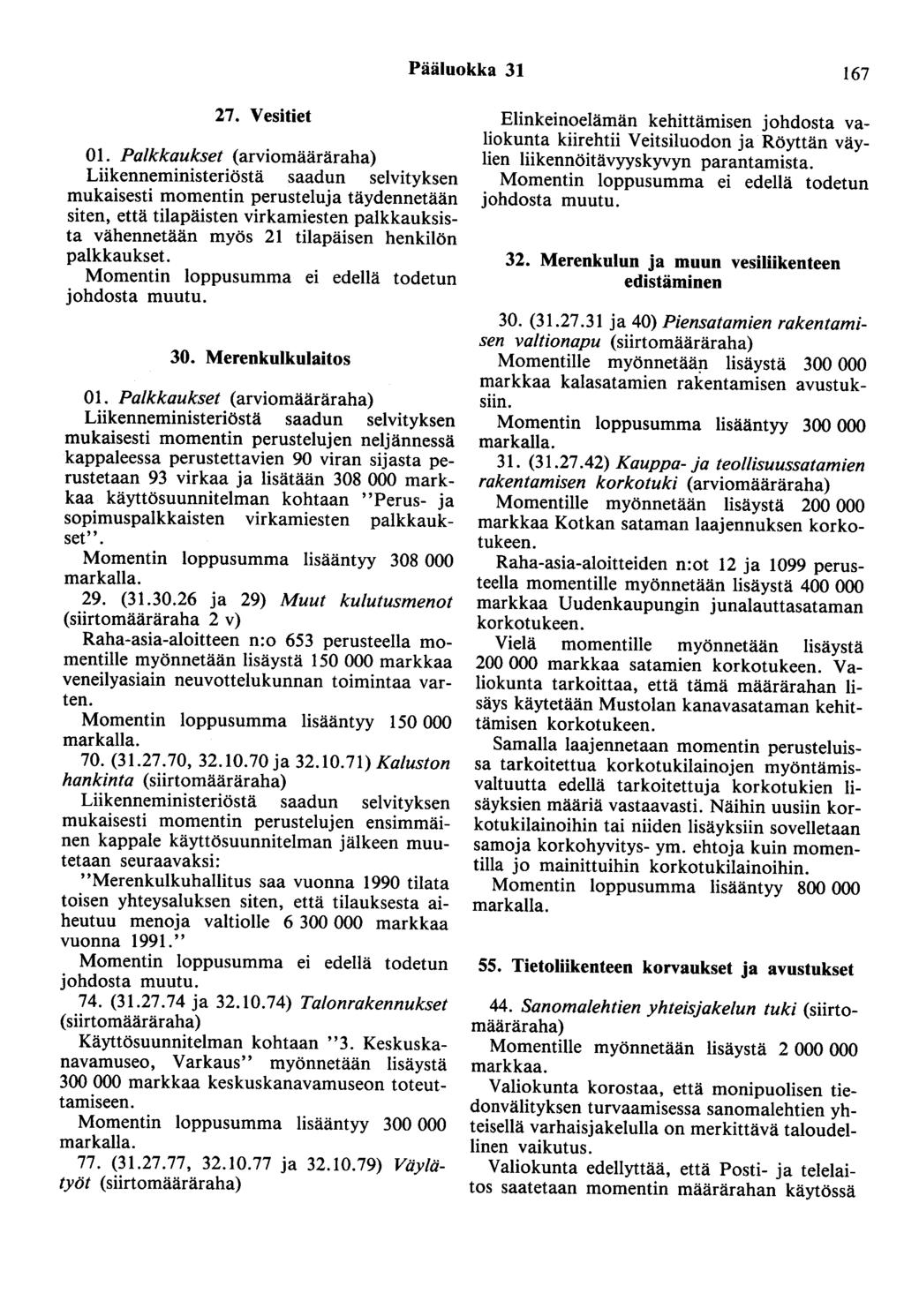 Pääluokka 31 167 27. Vesitiet 01.