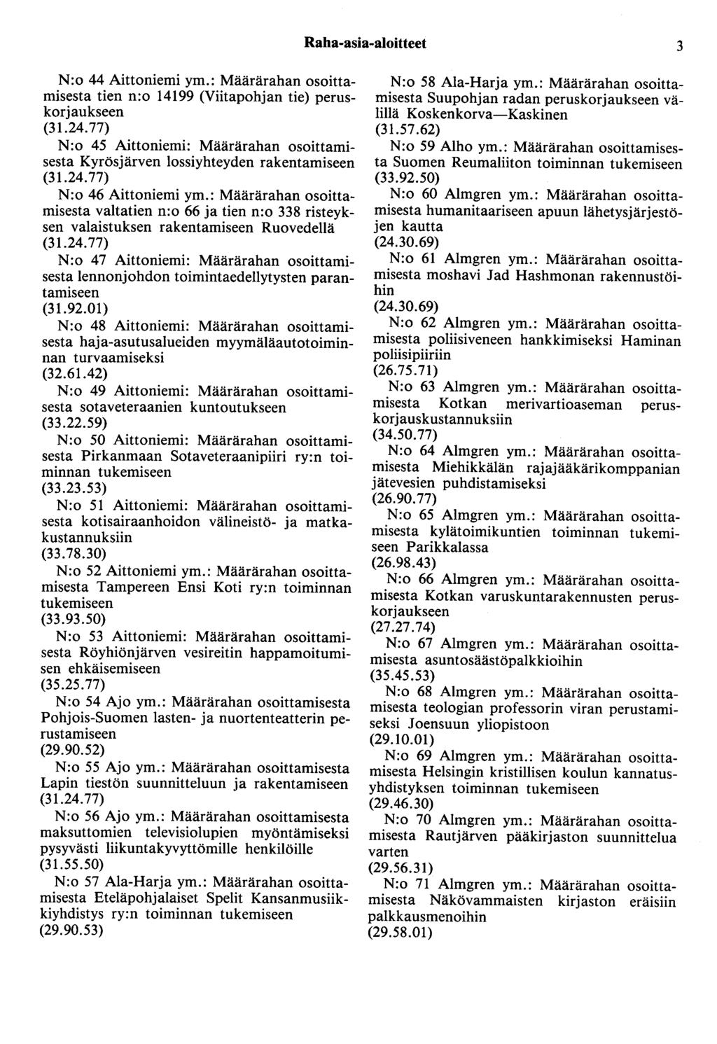 Raha-asia-aloitteet 3 N:o 44 Aittoniemi ym.