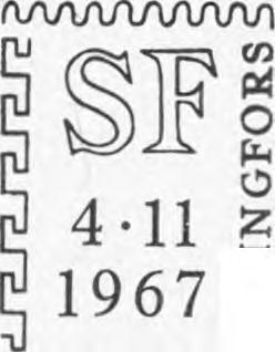 Muilla paikkakunnilla asuvat, jotka haluavat, että heidän lähetyksensä varustetaan kyseisellä postimerkillä ja leimataan yllä- Helsingissä lokakuun 3 päivänä 1967.