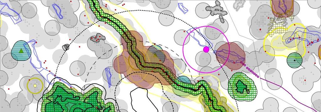 LIITE 1 15 Kartta 2. Vaikutuskohteita. Lisäksi alueen ympärille on piirretty 2, 6 ja 10 km vyöhykkeet.