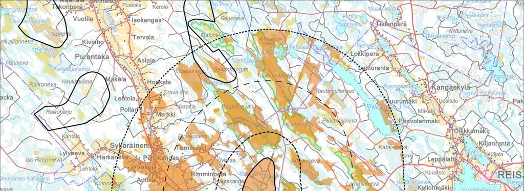 LIITE 1 22 muuttoreiteille, mikä ehkäisee muuttolintuihin kohdistuvat merkittävät vaikutukset. Lähellä on monia virkistyskäyttöön merkittyjä alueita.