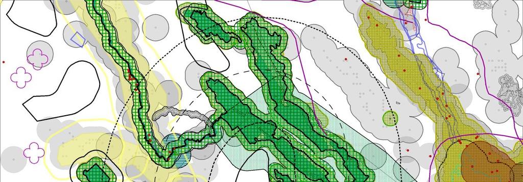 LIITE 1 23 Kartta 2. Vaikutuskohteita. Lisäksi alueen ympärille on piirretty 2, 6 ja 10 km vyöhykkeet.