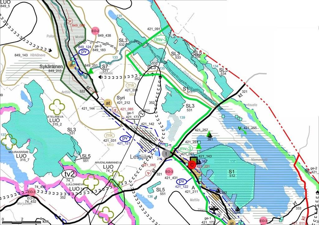 LIITE 1 24 luohjelmaan kuuluvia luonnonsuojelualueita (v.sininen aluemerkintä), jotka kuuluvat myös Natura 2000 -alueisiin.