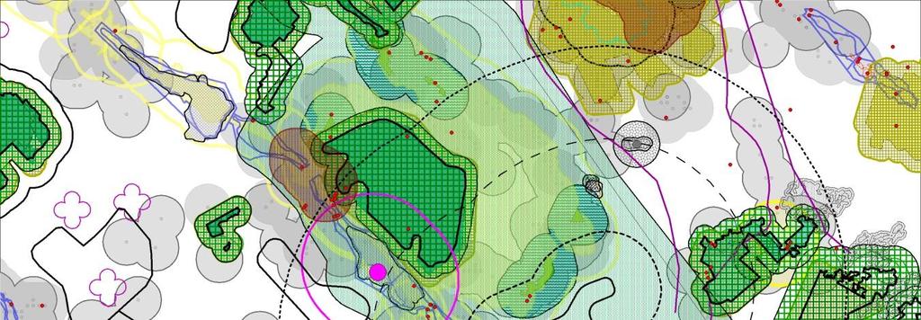 LIITE 1 35 Kartta 2. Vaikutuskohteita. Lisäksi alueen ympärille on piirretty 2, 6 ja 10 km vyöhykkeet.