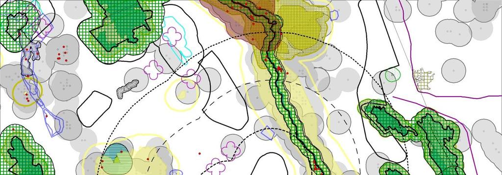 LIITE 1 51 Kartta 2. Vaikutuskohteita. Lisäksi alueen ympärille on piirretty 2, 6 ja 10 km vyöhykkeet.