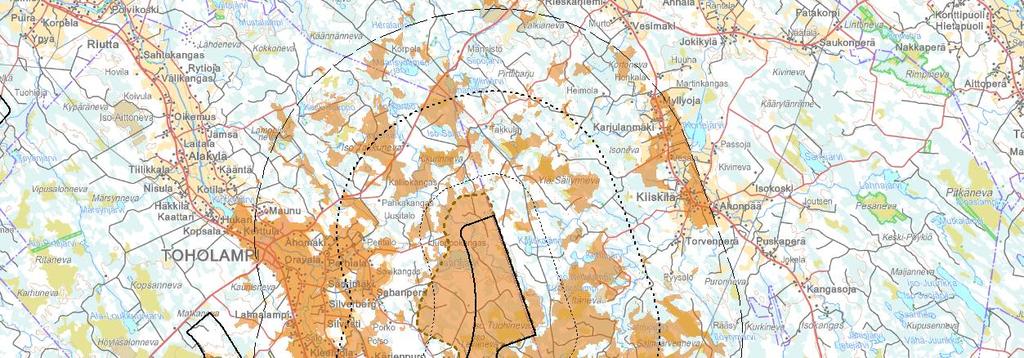LIITE 1 54 kohdistuu maisemavaikutuksia. Vaikutuksia korostavat asutuksen yhteydessä olevat laajat peltoaukeat. Yhteisvaikutuksia muodostuu lähiseudun muiden tuulivoima-alueiden kanssa.