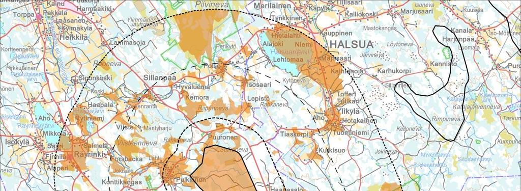 LIITE 1 58 Lähin maakunnallisesti merkittävä rakennettu kulttuuriympäristö Haukan pihapiiri sijaitsee reilun 5 km etäisyydellä. Vaikutusten luonnonympäristöön arvioidaan jäävän vähäiseksi.