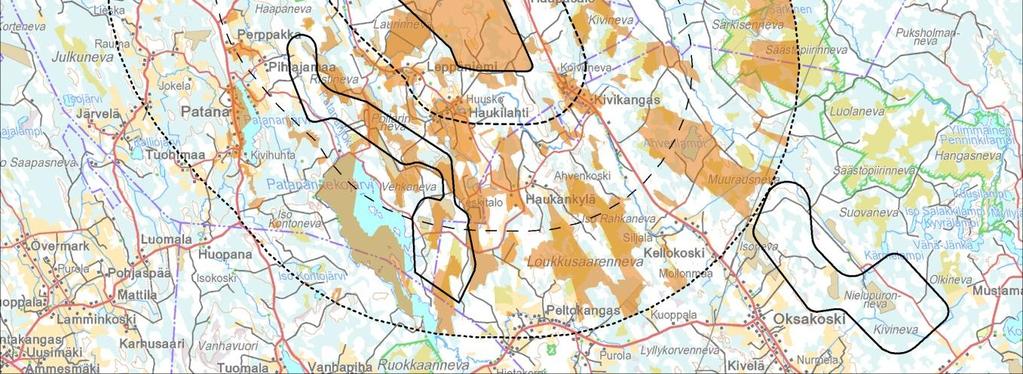 Kaksi isompaa Natura-aluetta sijoittuvat noin 6-7 km päähän alueesta: Pilvinevan Natura-alue alueen pohjoispuolella on arvokas sekä kasviston että linnustonsa perusteella ja on määritelty myös