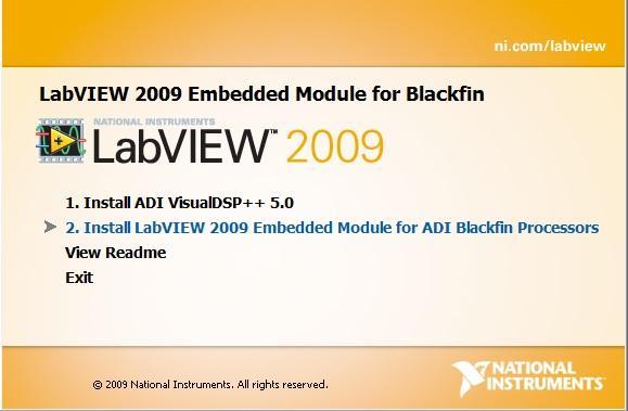 Asennus asentaa edellisen lisäksi sekä Labview 2009:n että