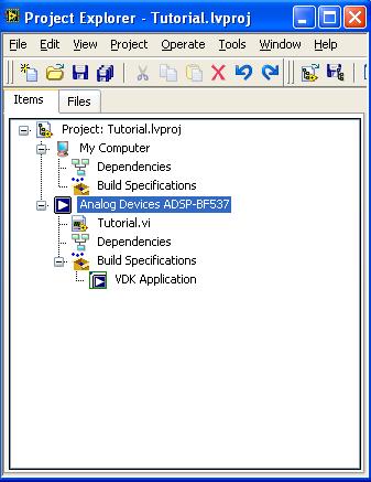52 (59) 9. Laajenna Analogic devices ADSP-BF37 Project Explorer ikkunasta ja tarkista, että sen alta löytyy kohta Dependencies. Ohjelman pitäisi lisätä se automaattisesti. 10.