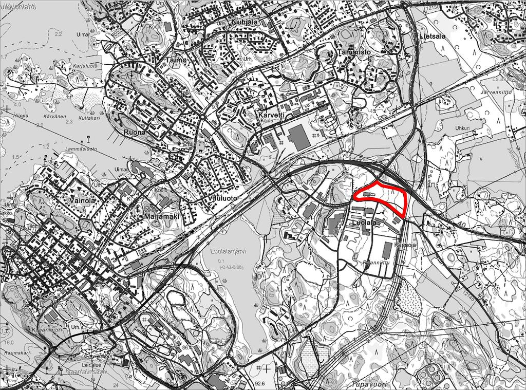 FCG Selostus 2 (14) 2 TIIVISTELMÄ Luolalan teollisuusalueen asemakaavan muutos käsittää 4.4.2005 vahvistuneen Luolalan teollisuusalueen asemakaavan korttelin 7 ja katualuetta.