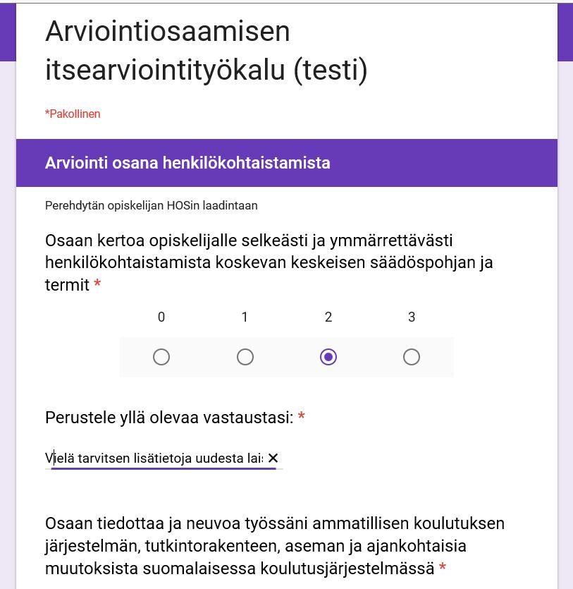 Itsearviointityökalu x helppokäyttöinen