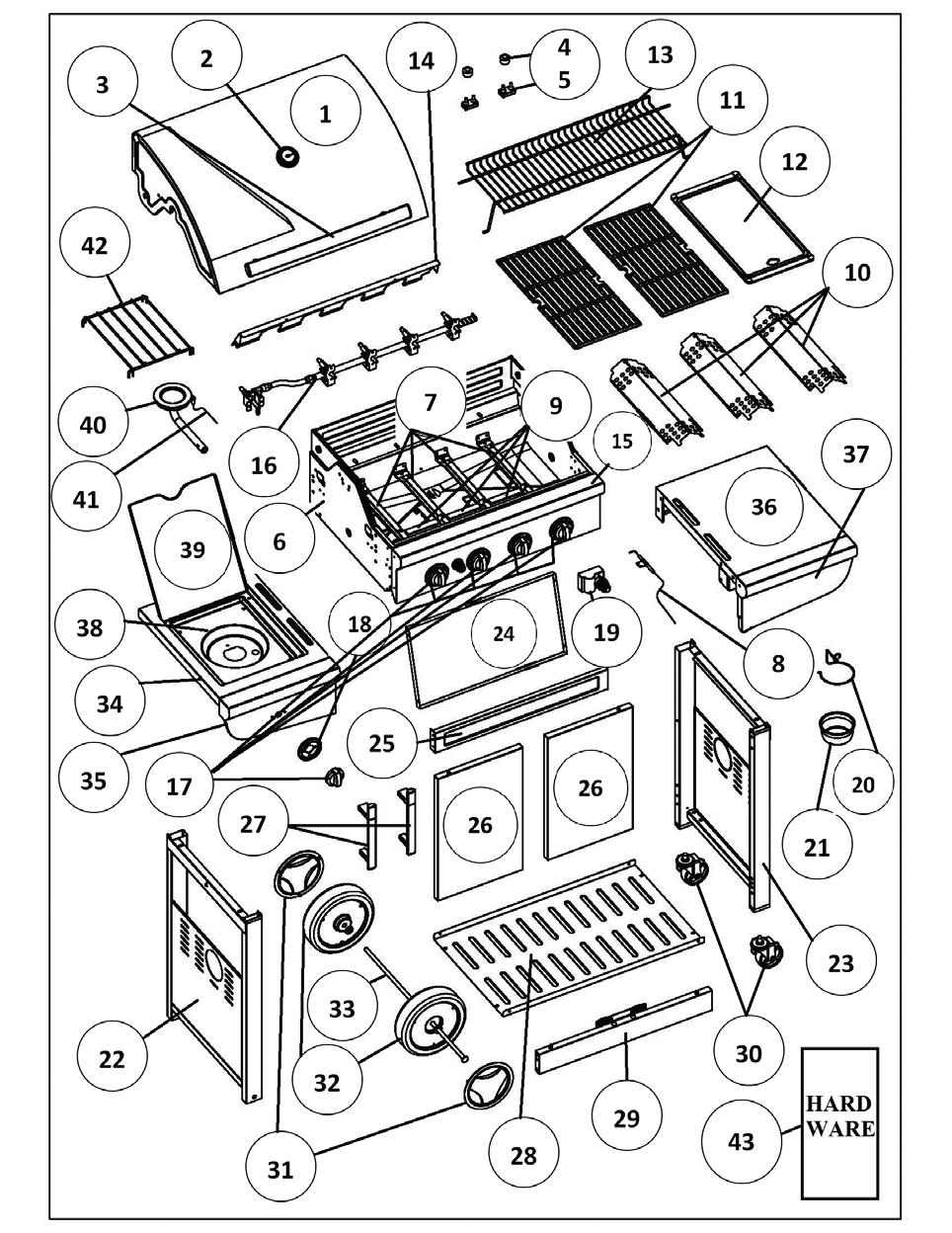 Start assembly of the barbecue from the beginning of the assembly instructions and proceed to the end step by step.
