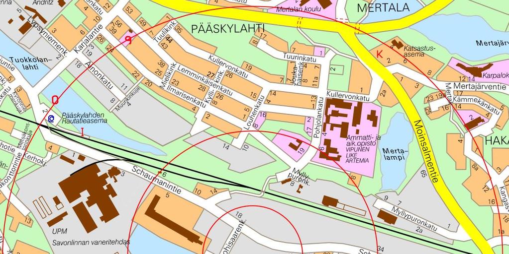 ANDRITZ MERTALAN KOULU KARPALO PÄÄSKYLAHDEN RAUTATIEASEMA AUTOLIIKKEITÄ JA KORJAAMOJA YM. SAMI LEIPOMO UPM-KYMMENE OYJ SUUR-SAVON SÄHKÖ OY BETONIELEMENTTITEHDAS RAKENNUSLIIKKEITÄ YM.