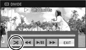 [EDIT SCENE] - [DIVIDE] - [SET] 3) Valitse jaettava video hipaisemalla. Kaikkien jakokohtien poistaminen [DIVIDE] - [CANCEL ALL] Kun näyttöön tulee vahvistuspyyntö, hipaise [YES].