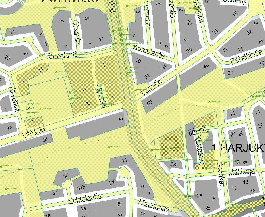 Alueen rajaus tarkentuu työn kuluessa. Muutettavan alueen pinta-ala on hieman alle hehtaari.