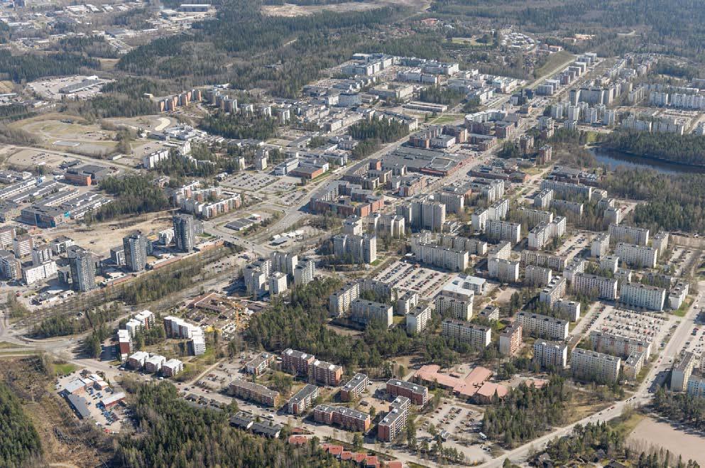3.2 KILPAILUALUE Viistoilmakuva Hervannasta. Hervanta alueena Hervannan kaupunginosa sijaitsee seitsemän kilometriä Tampereen keskustasta etelään.