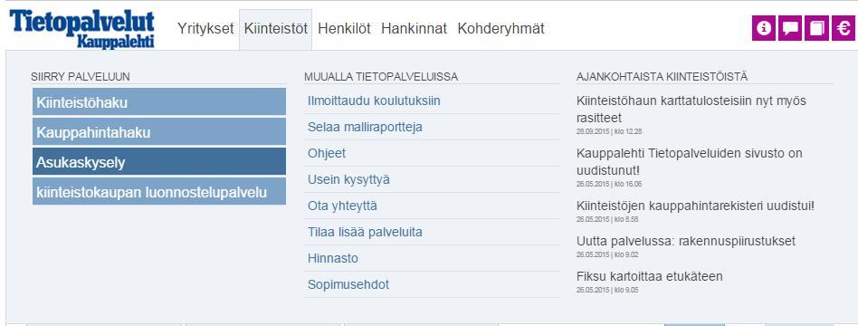 ASUKASKYSELYOHJE Sivu 1 / 8 Asukaskyselypalvelun käyttöönotto Sisällys 1. Palveluun kirjautuminen... 1 2. Uusien taloyhtiöiden lisääminen... 2 3. Rakennusten lisääminen... 3 4. Lupahakemuksen lähetys.