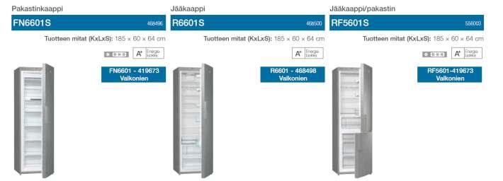 RF5601S tai erilliset jääkaappi R6601S ja