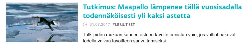 Ilmastonmuutoksen hillitsemiseksi ja fossiilisten polttoaineiden