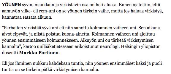 SYVÄ UNI TÄRKEINTÄ PALAUTUMISEN KANNALTA