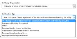 certificate by host institution Recognition at