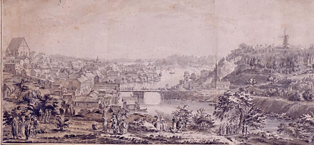 Numersin laveeraus vuodelta 1789. Suurpalosta on ulunut olmeymmentä vuotta. Monet aupuniuvassa edelleen tunnistettavat raennuset erottuvat uvassa, uten myös aupungin selvä pohjoisraja.
