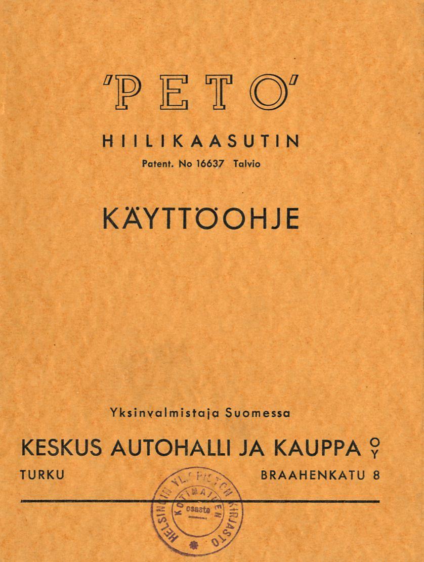 "PETO" HIILIKAASUTIN Patent.