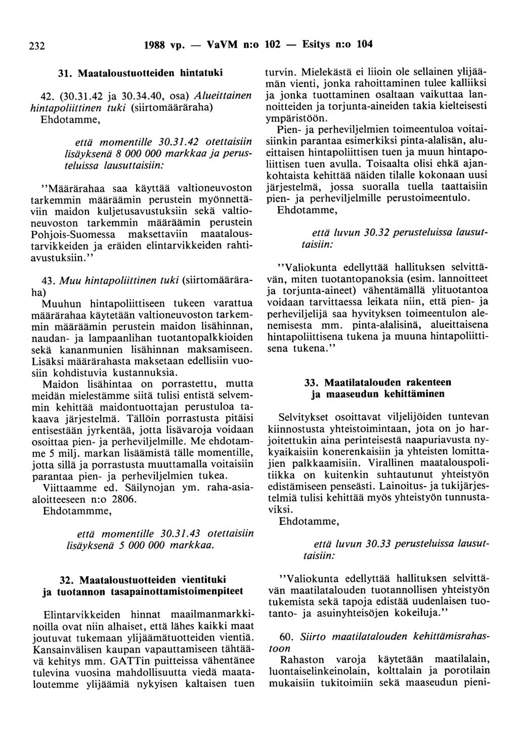 232 1988 vp. - VaVM n:o 102 - Esitys n:o 104 31.