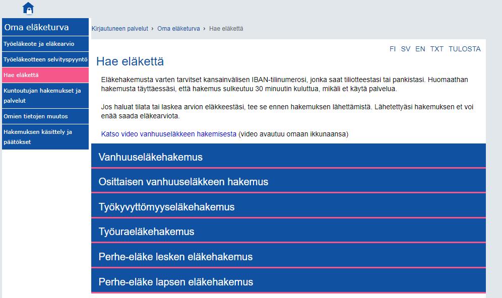 Eläkehakemus tarvitaan aina Ikä Työsuhteen