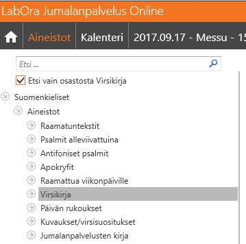 Lukukappaleiden ja evankeliumin yhteydessä näytetään ensiksi Evankeliumikirjan mukaiset päivän lukukappaleet ja evankeliumi.