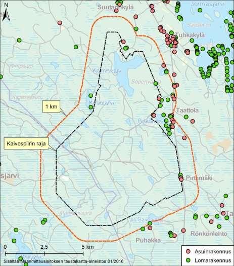 136 Kaivoksen purkuvesien vaikutusalueella olevia osakaskuntia on käsitelty