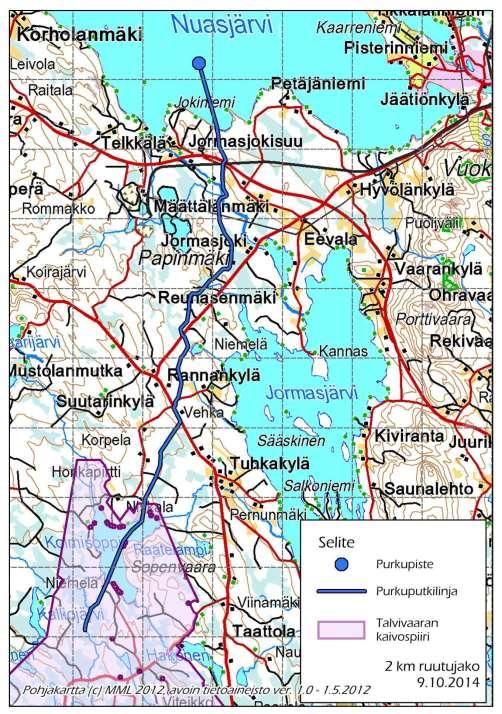 66 Kuva 4-20. Terrafamen purkuputken linjaus kaivosalueelta Nuasjärveen. 4.1.9.