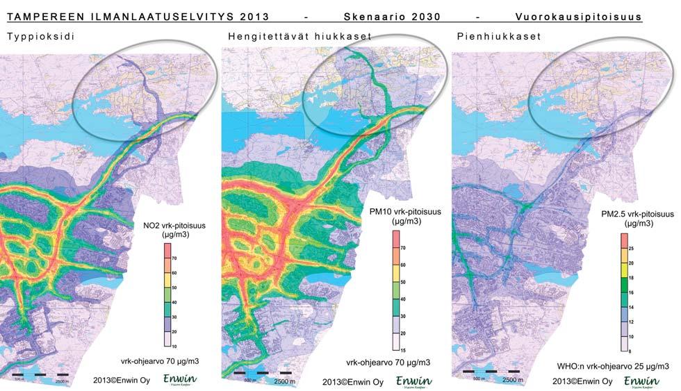 Tampereen seudulla ilmanlaatuun vaikuttavat merkittävimmin autoliikenteen typenoksidipäästöt mutta myös katupöly, pienpoltto ja kaukokulkeuma.