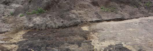 Isomman rakenteen profiilissa erottuu 10-40 cm syvyydellä rakenteen pinnasta palaneen kiven ja jauheeksi