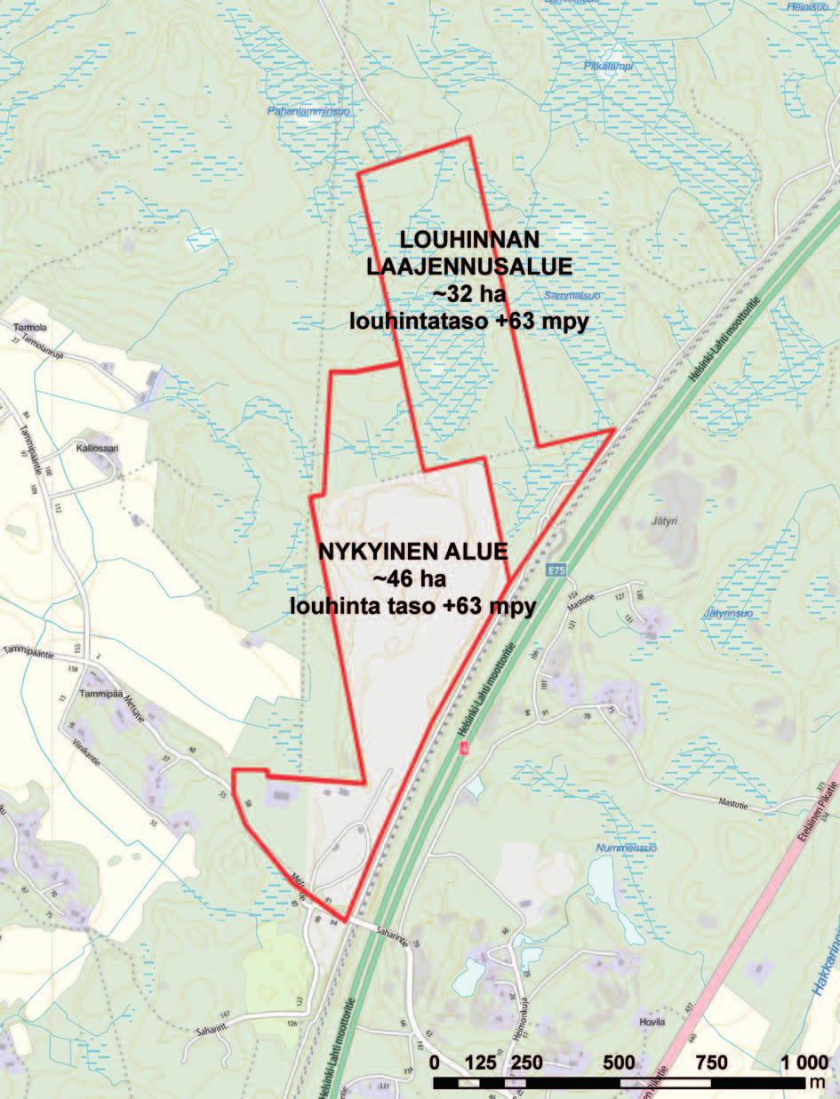 4.3 Hankkeen toiminnot 4.3.1 Kallion louhinta Louhinnassa kiviaines irrotetaan kalliosta räjäyttämällä. Louhintaa tapahtuu noin 8 kertaa kuukaudessa ja kerrallaan irrotetaan n.