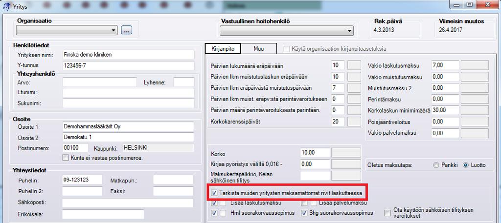 Versi 7.1.384 (versin 7.1.376 jälkeen) Laskutus: Käteinen / Krtti / Lasku -ikkunassa näkyy ainastaan aktiiviselle hithenkilölle kirjatut timenpiderivit, ts.