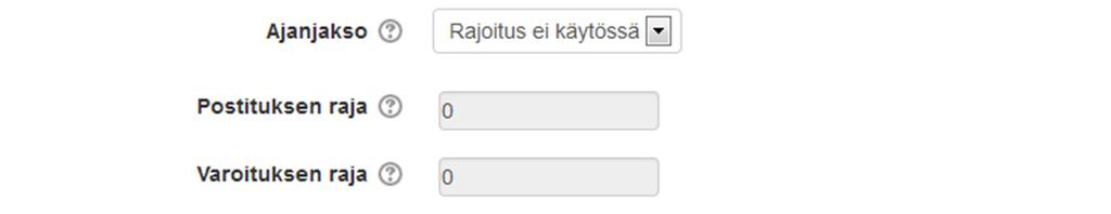 Valitse yhteen keskusteluviestiin lisättävien liitetiedostojen enimmäismäärä ja niiden koko. Näytetäänkö kunkin viestin kirjoittamisen yhteydessä sanalaskuri?