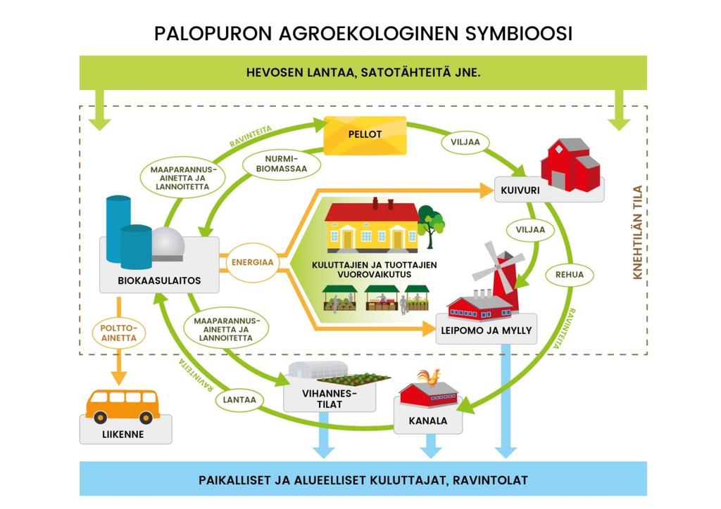 5.4.2 Teolliset symbioosit sivuvirtojen käytön mahdollistajina ja ajureina Elintarviketeollisuuden toimintojen ympärille on rakentunut ja rakentumassa teollisia symbiooseja, jossa sivuvirtoja ja