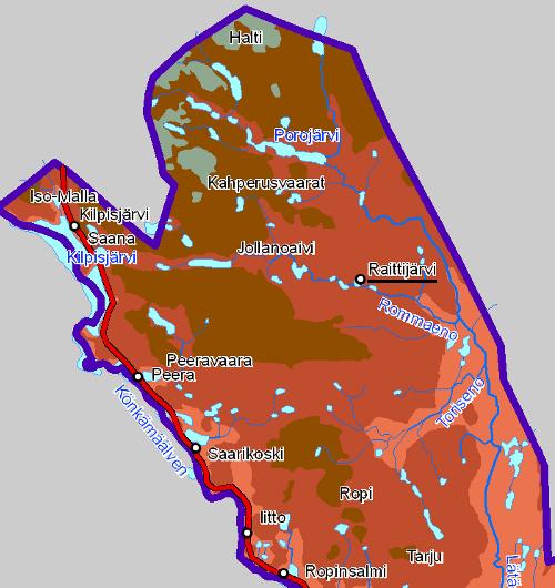 Kuva 3. Käsivarren ja Raittijärven maastoa, mihin maastoretki tehtiin. Metsähallitus. 7. Yhteistyöryhmän perustamisesta käytännön verkostoitumiseen 7.