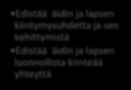 vaihdevuosia ilmenevältä rintasyövältä Psykologiset Edistää äidin ja lapsen kiintymysuhdetta ja sen kehittymistä Edistää äidin ja lapsen luonnollista kiinteää yhteyttä Taloudelliset ja ekologiset