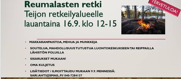 Yhteyshenkilö Margit Laine p. 040 581 0763 Sähköposti: margitlaine@suomi24.fi Nivelreumaryhmä torstaina 12.10. klo 18.00 Yhteyshenkilö Ritva Jokinen, p. 0500 532 345. Sähköposti: ritva.jokinen@salo.