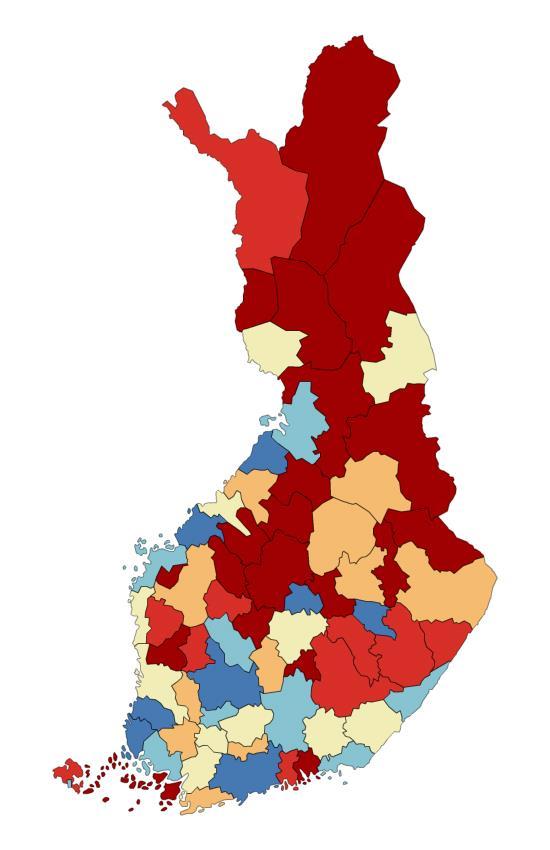 MUTTA JOENSUUN SEUDUN HYVÄN TYÖPAIKKAKEHITYKSEN TAUSTA EI OLE KOVIN KILPAILUKYKYINEN - Joensuun seudun työllisyysaste on luvattoman alhainen suhteessa koko maan keskiarvoon ja verrattuna muihin