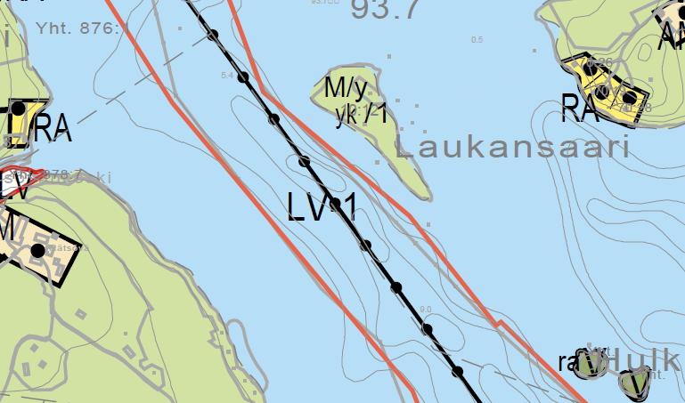 6 (16) Kuva 3 Ote voimassa olevasta rantaosayleiskaavasta Laukansaaren alueella.