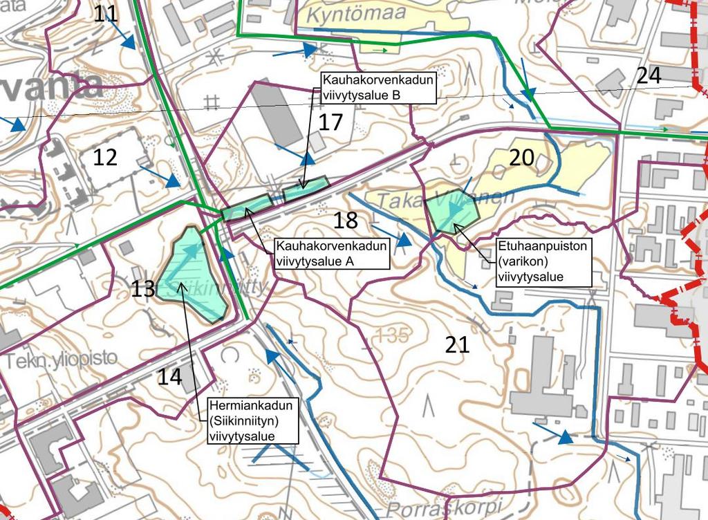 6.5.2016 34 (44) Kuva 44. Mahdolliset viivytysalueet ennen Santenin tonttia.