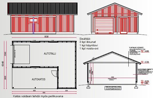 -K utotalli (6,54x6,35)m. Kerrosale 37,4 m2.