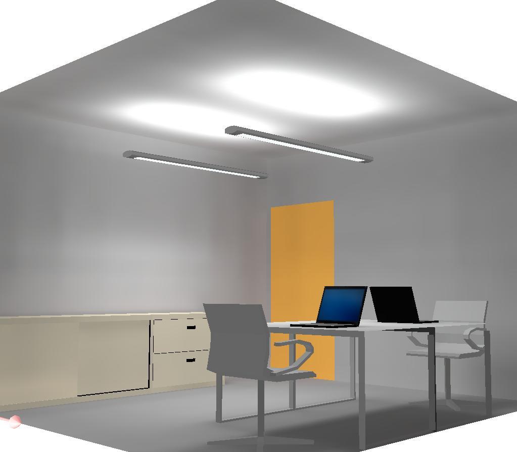 21 Kuva 18. Toimistohuoneen mallintaminen DIALUX-ohjelmalla 3.4 Huonekohtainen suunnittelu Suunnittelu aloitettiin kartoittamalla yleisimmät tilat, joita esiintyy toimistorakennuksessa.