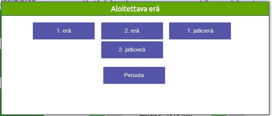 Aikalisän käyttäminen Aikalisä merkitään painamalla joukkueen alta Aikalisä nappia. Nappi muutuu punaiseksi, kun joukkue on käyttänyt jakson aikalisän.